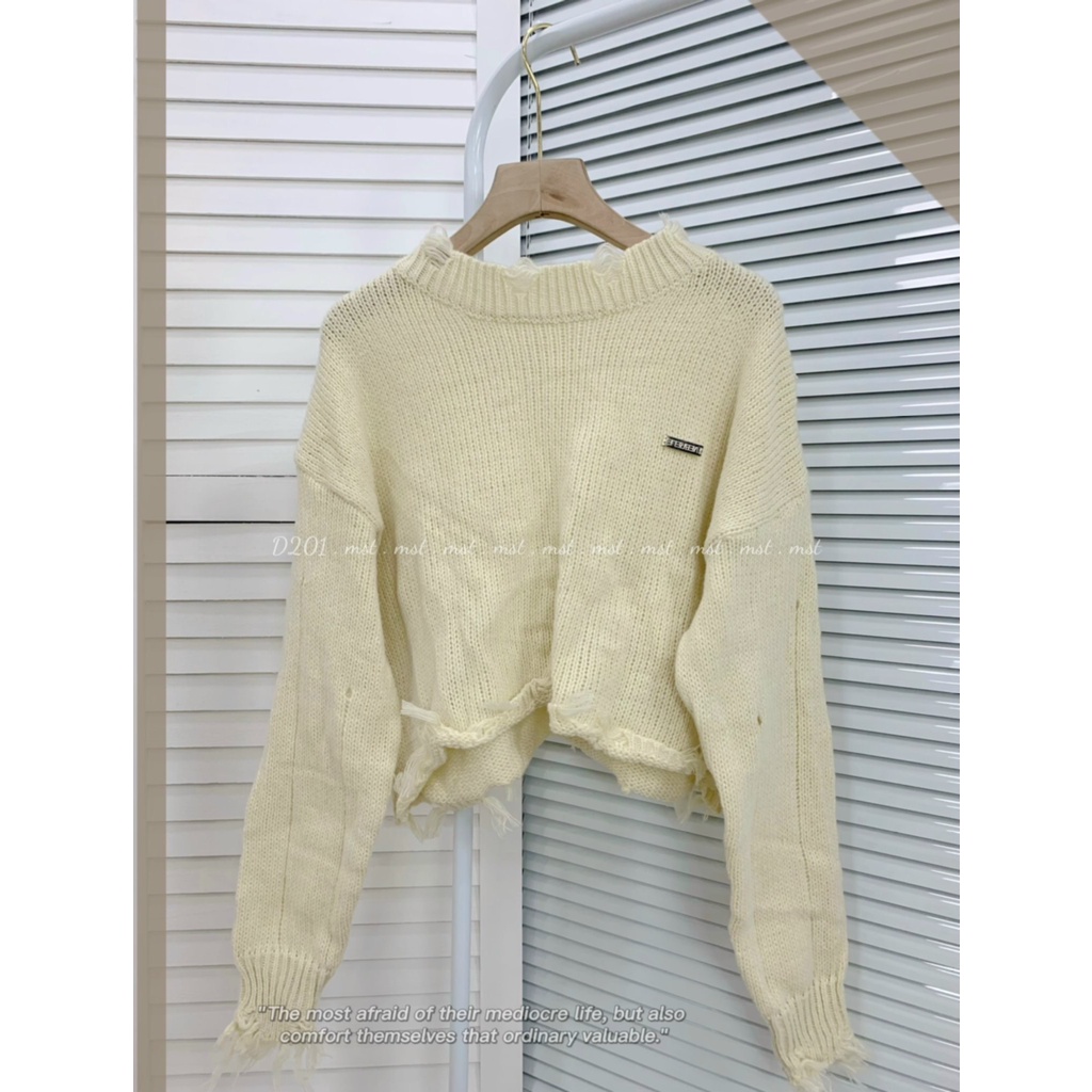 Áo len croptop dài tay dáng rộng hàng quảng châu phong cách hàn quốc mã Aolencroptopdetkim201_2K1