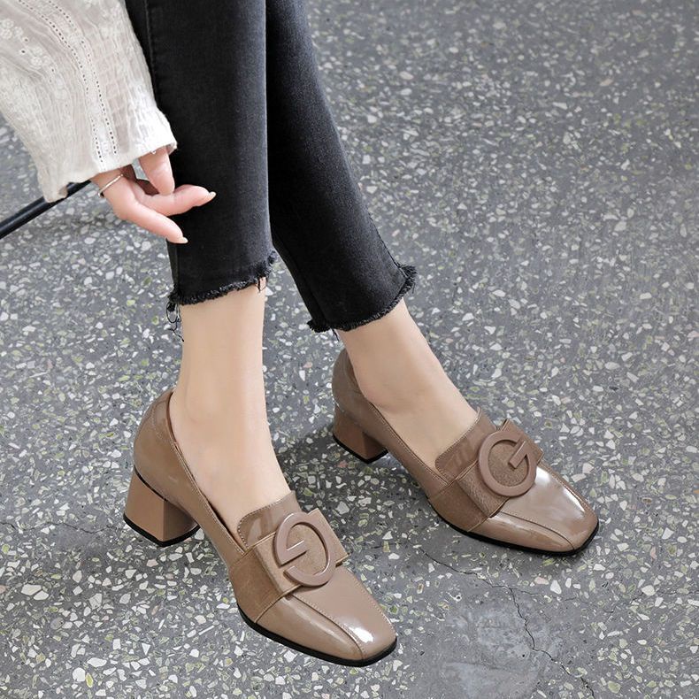 Giày Cao Gót Mũi Vuông Đế Mềm Phong Cách Hàn Quốc Thời Trang Mùa Thu 2022 Cho Nữ