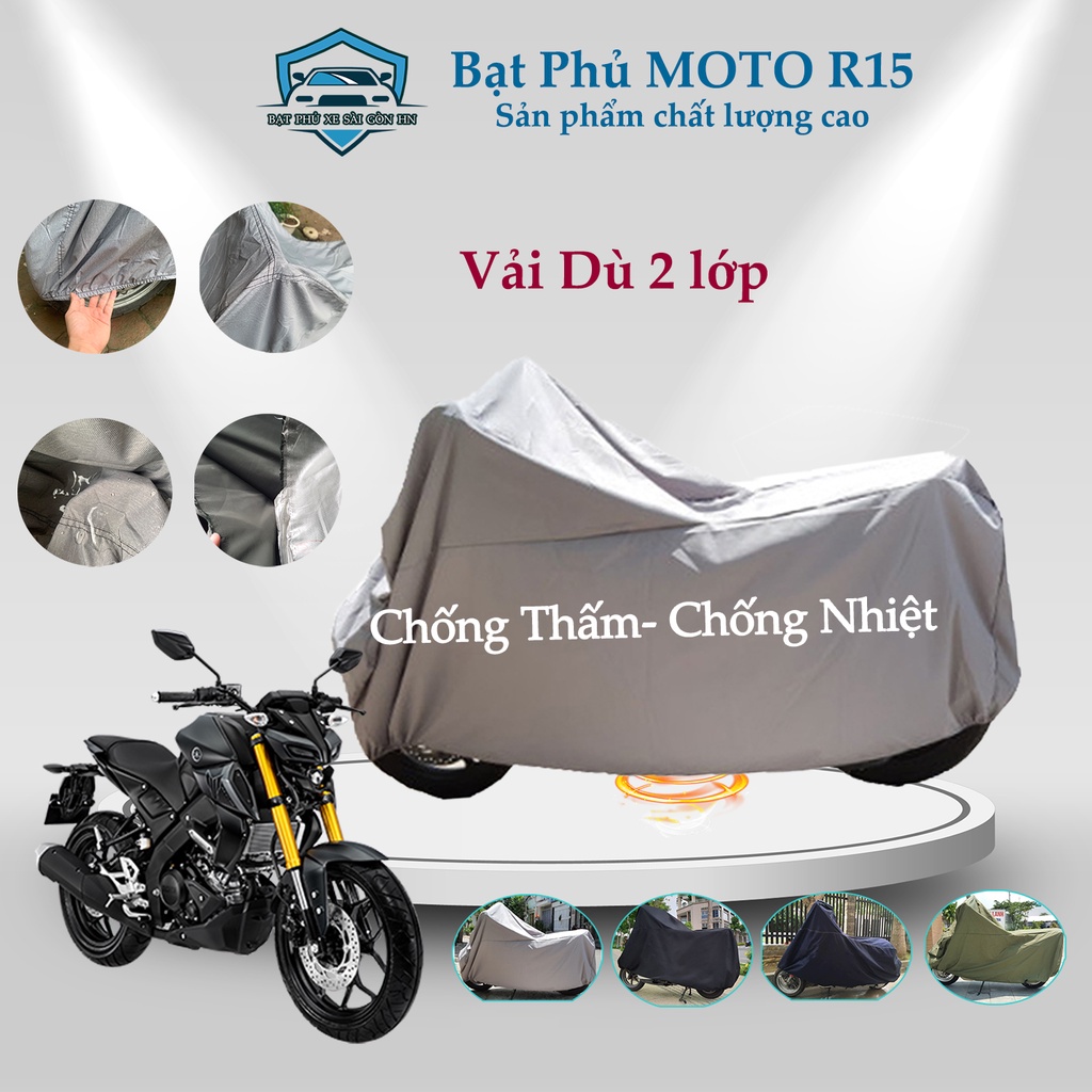 Bạt phủ xe, mô tô TFX150,MT155 may vải dù hai lớp cao cấp chuẩn kích thước, bọc xe máy che mưa, che nắng và chống trộm