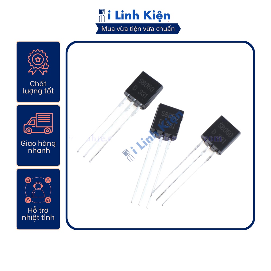 Transistor S8050 0.5A 40V chân cắm túi 10 con.