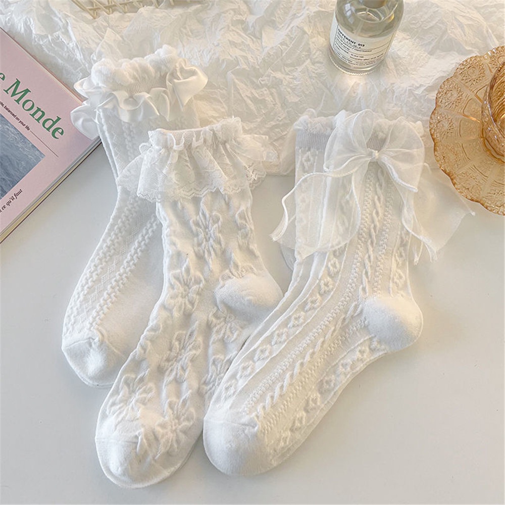 Vớ Phối Ren Đính Nơ Phong Cách lolita Nhật Bản Dễ Thương Cho Nữ Vớ Công Chúa Phối Ren Đính Nơ Phong Cách Lolita Nhật Bản Dễ Thương Cho Nữ