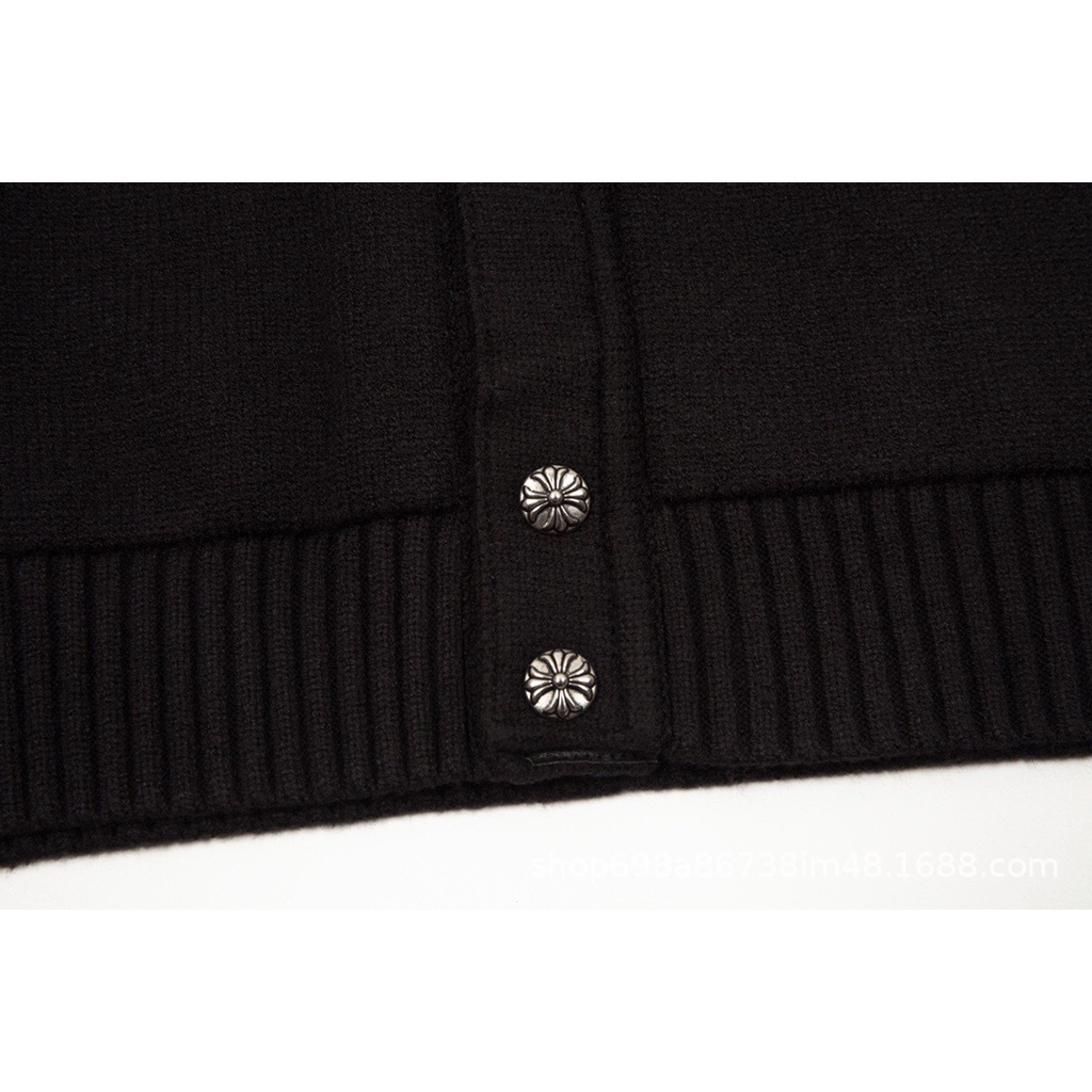 9HRG Chrome Hearts 22 early autumn new niche design baseball clothes coat cross classic heavy industry sweater cardigan