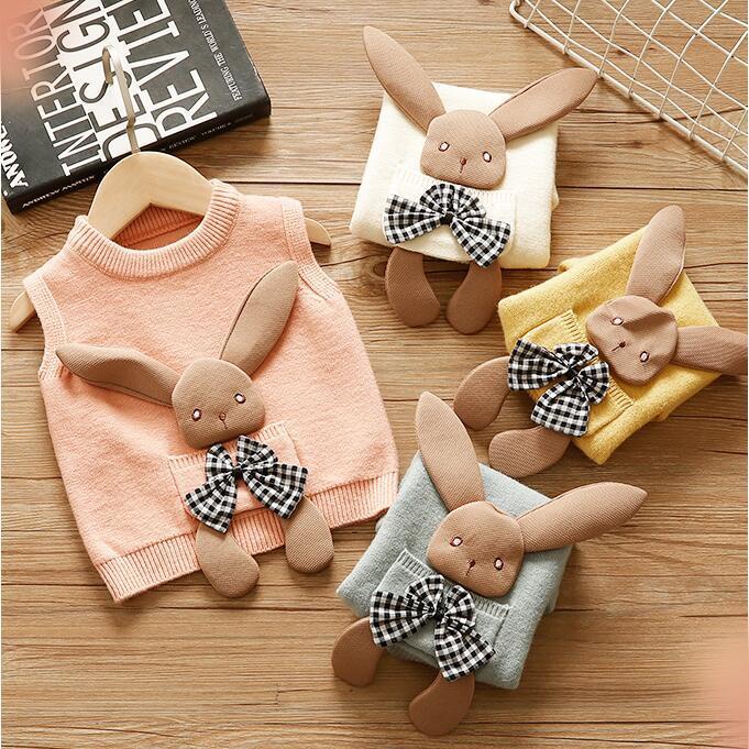 Áo Len Không Tay Họa Tiết Hoạt Hình Xinh Xắn Dành Cho Bé trang trí thỏ