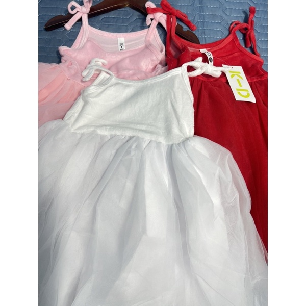 Đầm 2 dây bé gái KID 1-7 tuổi  Váy nhung cotton nhiều lớp xuất dư 1022