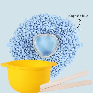 Combo chén silicon kèm sáp wax lông nóng sữa dừa và que gỗ tẩy lông waxing tại nhà