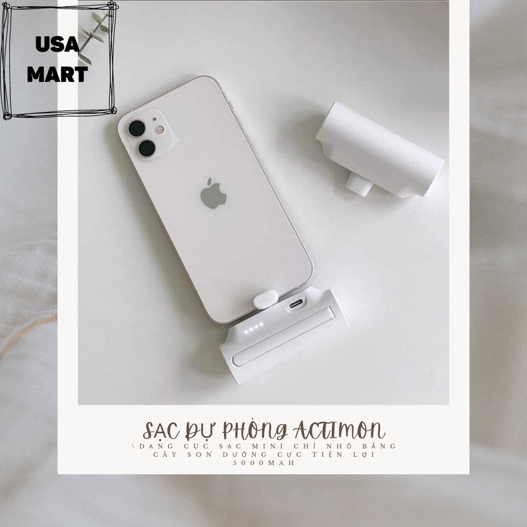 Sạc dự phòng 5000mAh mini cầm tay KOREAN Actimon kèm quà tặng