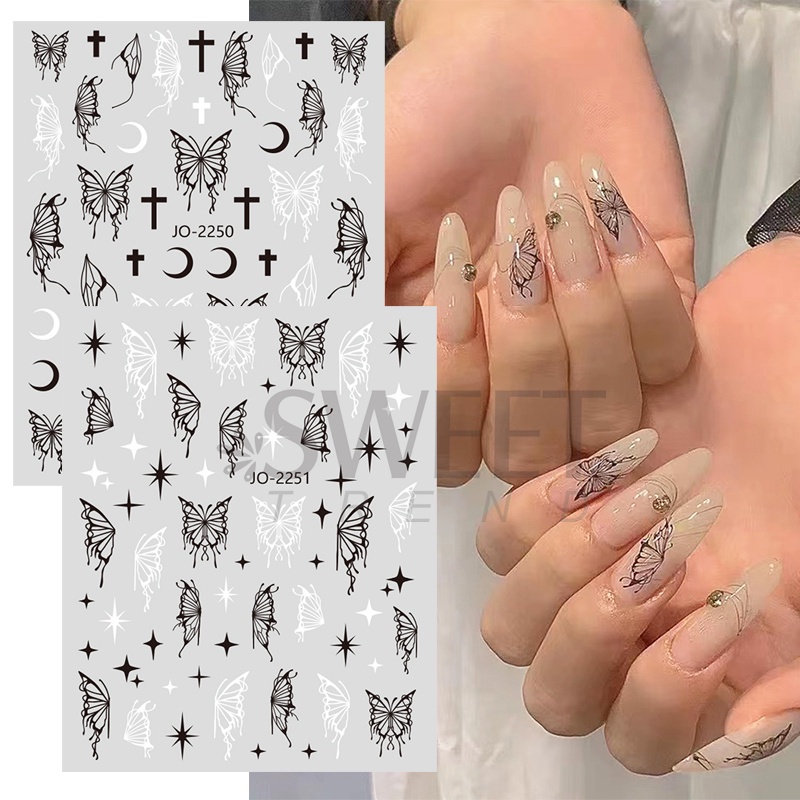 Miếng dán trang trí móng tay STZPRONAIL hình bướm 3D lấp lánh thiết kế sang trọng
