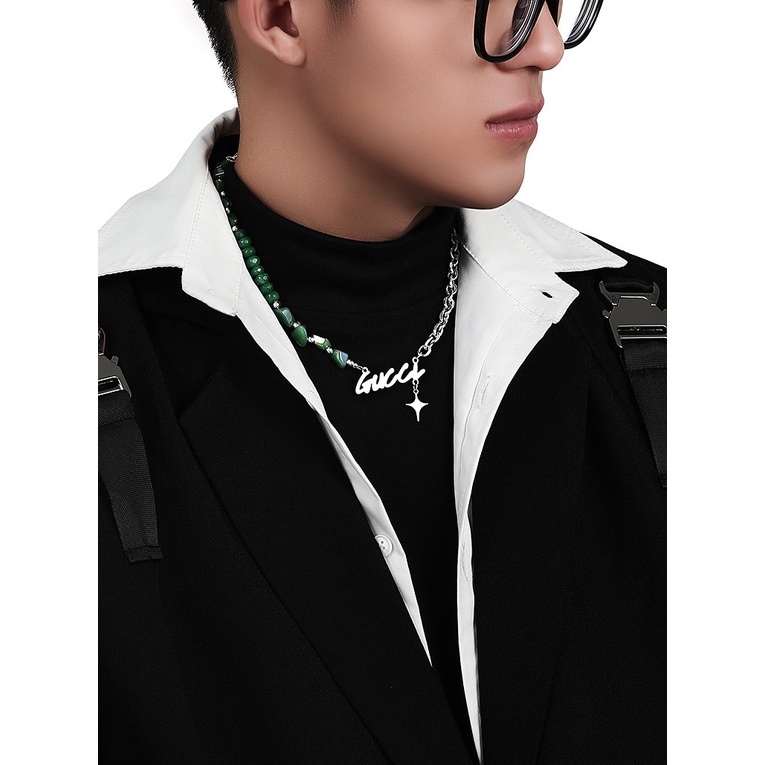 Vòng cổ nam nữ màu bạc ngọc Kuu.Studio độc đáo cá tính phong cách đường phố - Dây Chuyền Titan chuỗi G Chain