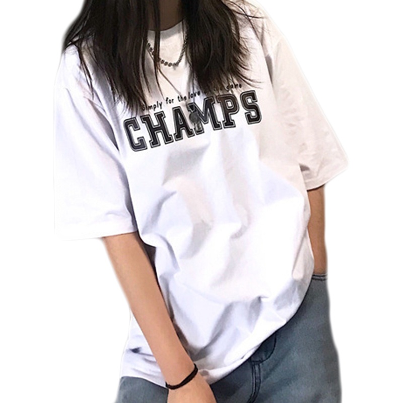 Áo Thun Tay Ngắn Dáng Rộng In Chữ Phong Cách Harajuku Màu Trắng Đen Thời Trang Mùa Hè Cho Nam Và Nữ
