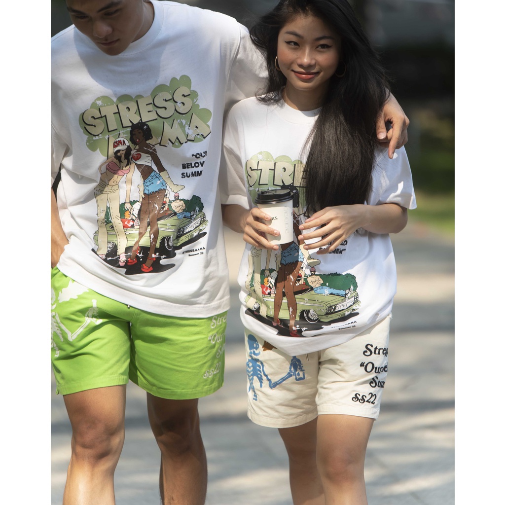 Stressmama - Random pack - Áo thun , quần short dù, quần đùi vải bố  Local Brand