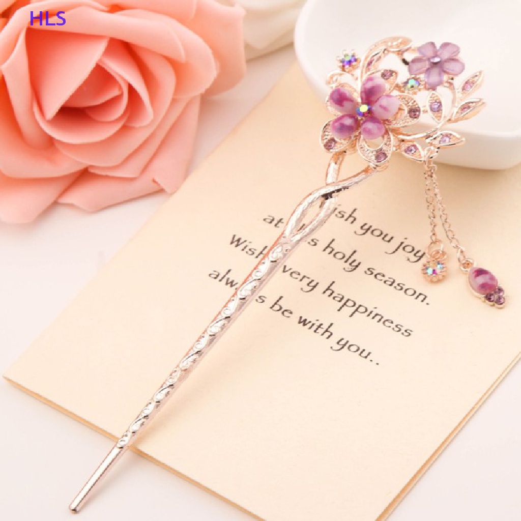 Trâm Cài Tóc Hình Hoa Bằng Kim Loại Đính Đá &amp; Ngọc Trai Cho Nữ