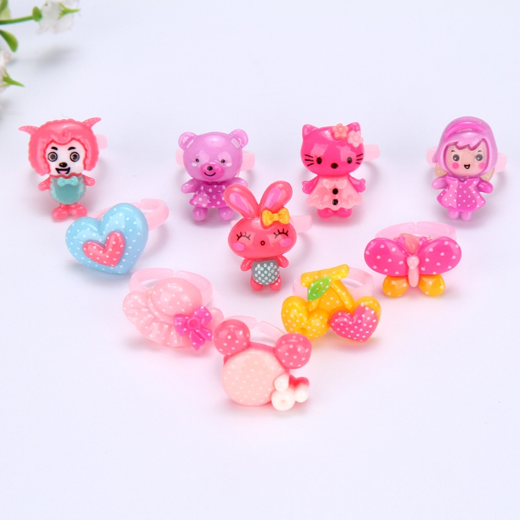 Nhẫn resin Màu Kẹo Ngọt Họa Tiết Hoạt Hình Phong Cách Hàn Quốc Cho Bé