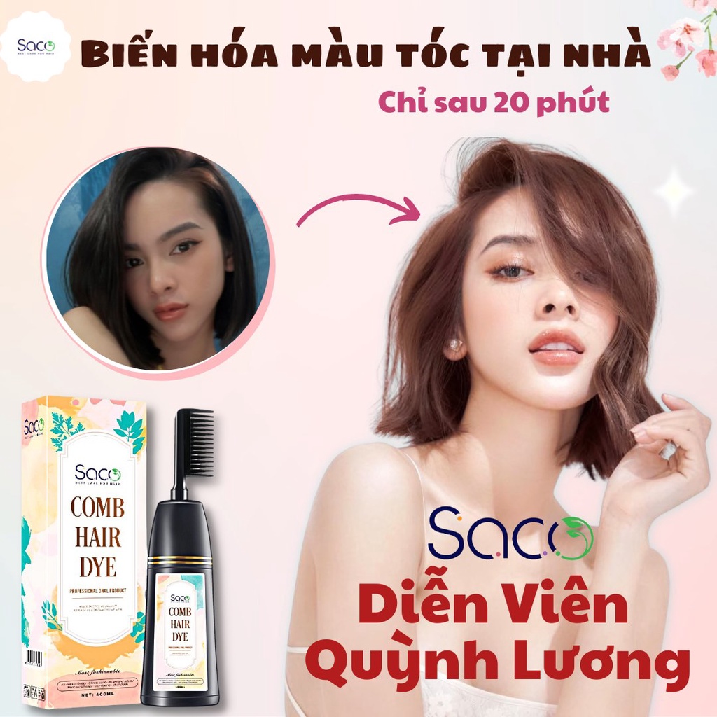 Lược nhuộm tóc thần thánh Saco chính hãng không cần tẩy tóc chai 400ml 18 màu hot trend