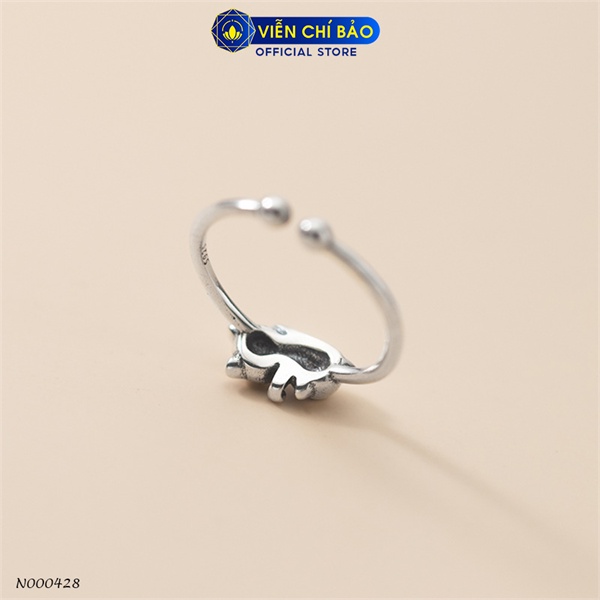 Nhẫn bạc nữ mèo chiêu tài chất liệu bạc 925 thời trang phụ kiện trang sức Viễn Chí Bảo N000428