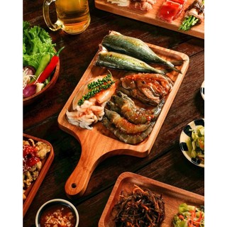 Khay - Thớt gỗ hình chữ nhật có tay cầm