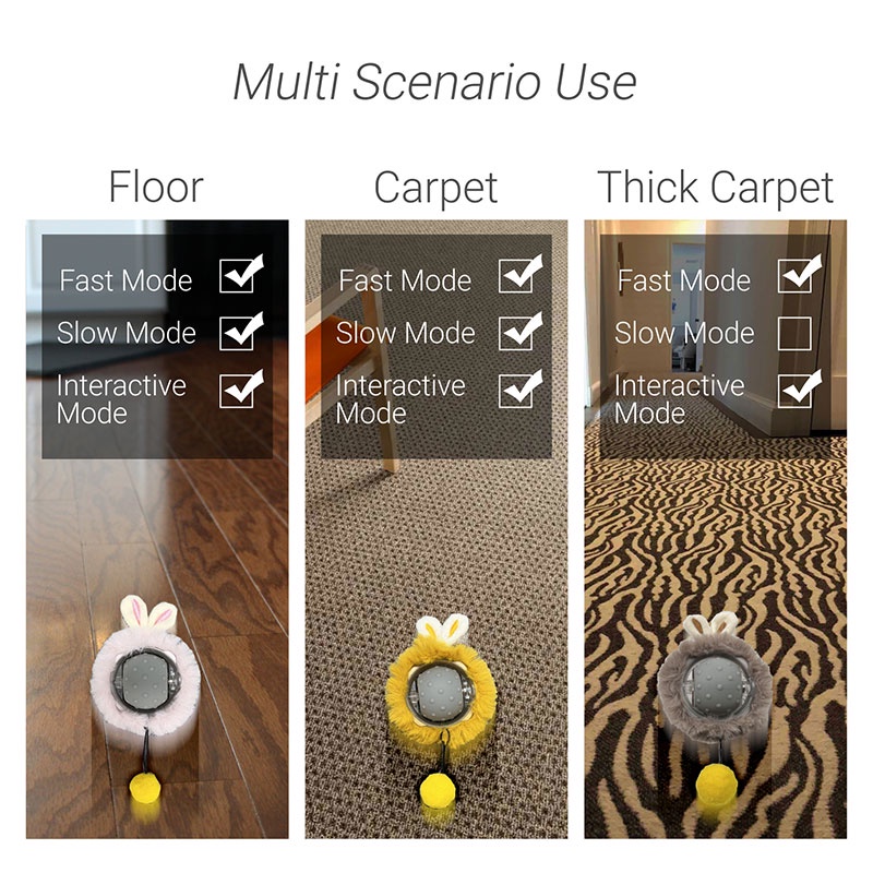 HamshMoc Đồ Chơi Bóng Lăn Tương Tác Tự Động Thông Minh Có Đèn LED Và Âm Thanh Sạc Lại Được Cho Mèo Cưng