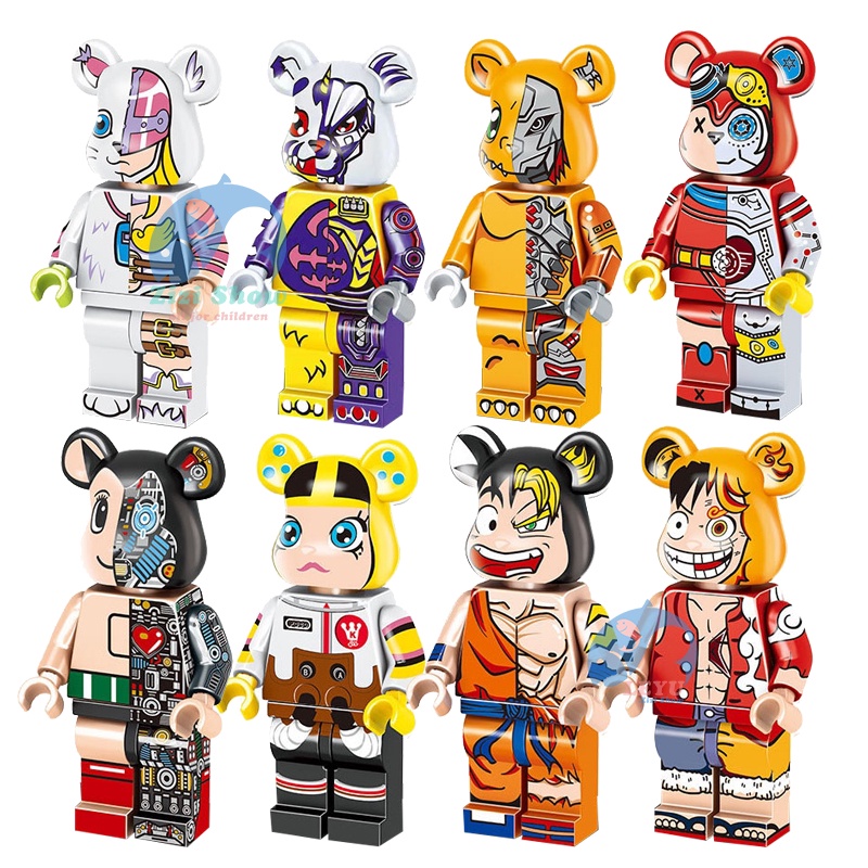 Bộ 16 Mô Hình Đồ Chơi Mini Bearbrick Khối xây dựng nhân vật nhỏ
