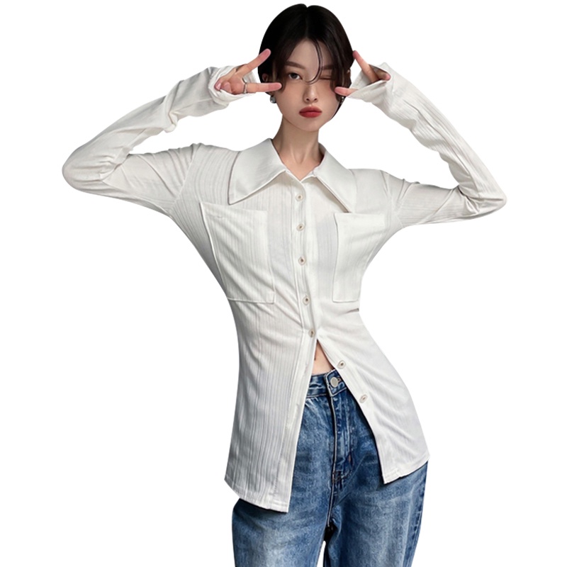 Áo Kiểu Thiết Kế Hai Túi Thời Trang Mùa Thu Mới Cho Nữ