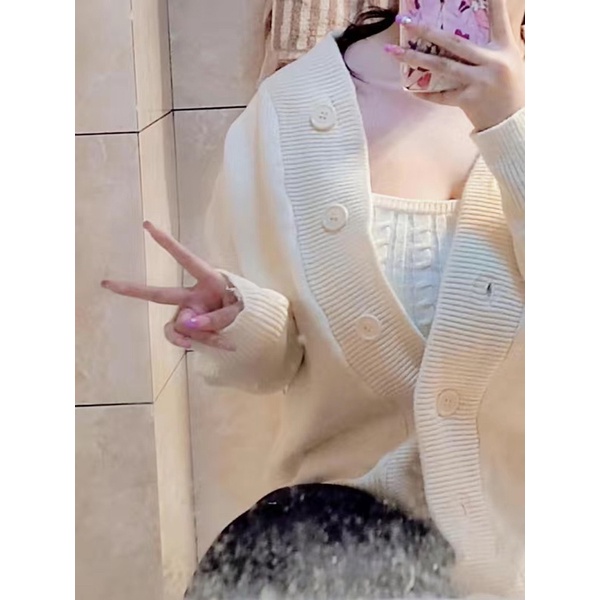 Set 3 món áo cardian + áo quây + chân váy thời trang Hàn Quốc cho nữ