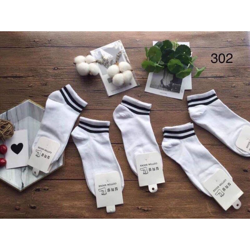 com bo 10 tất kẻ ngang hàn quốc