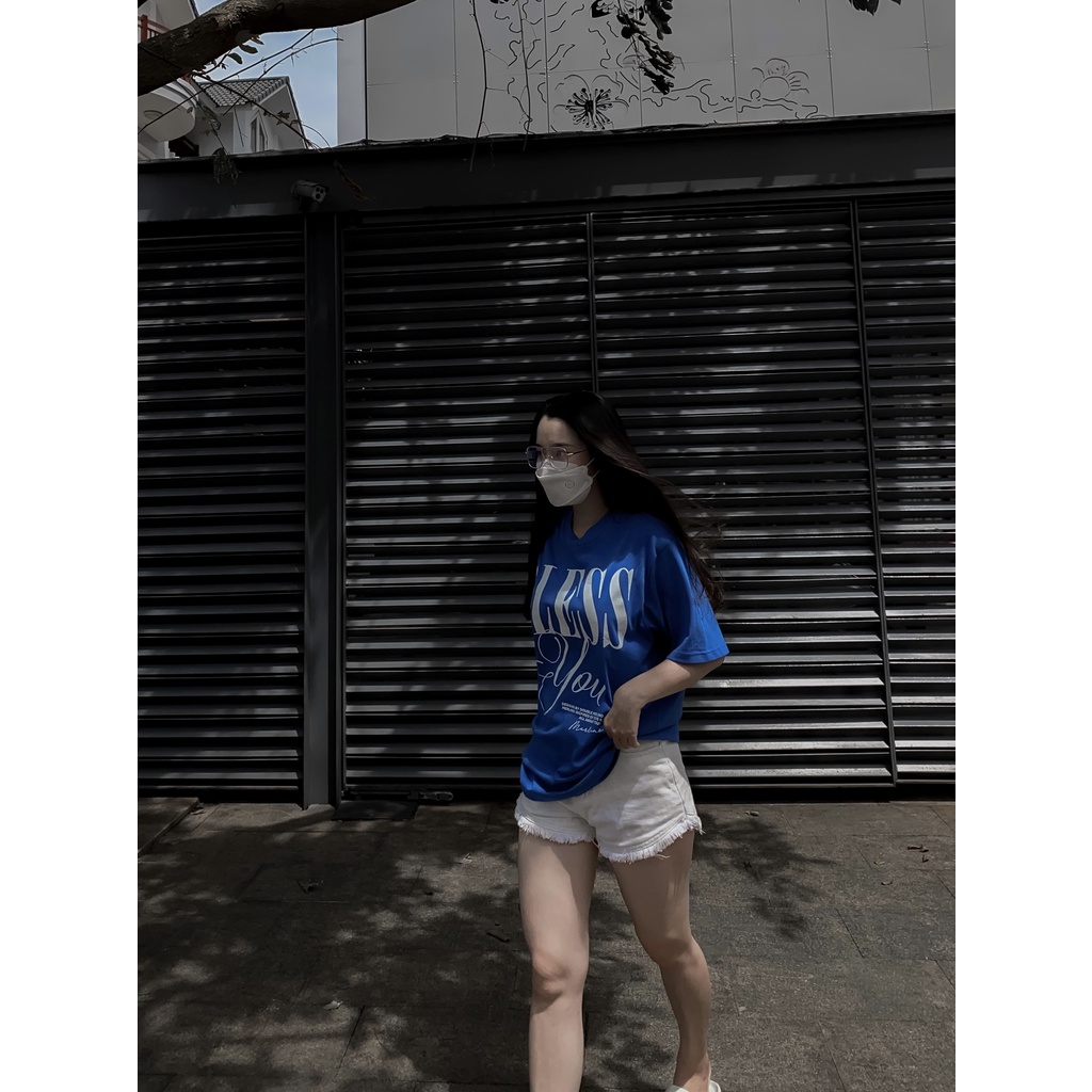 Áo thun Merlino Studio I Bless You - Form America, tay lỡ unisex, 100% Cotton 2WS