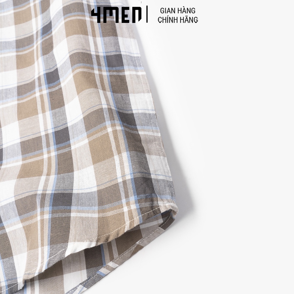 Áo Sơ Mi Regular Caro 4MEN ASM112 vải sợi tổng hợp thoáng mồ hôi, mềm mịn, màu basic, thanh lịch, hiện đại