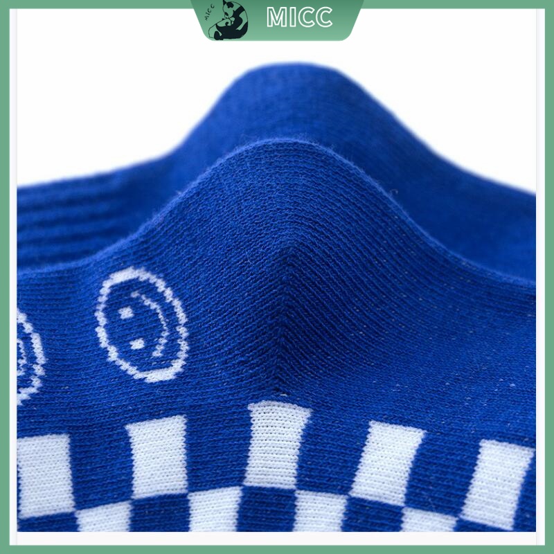 Bộ 5 Đôi Vớ Cotton Thoải Mái Họa Tiết Kẻ Sọc Màu Xanh Dương Dễ Thương Cho Bé Trai 1-12 Tuổi