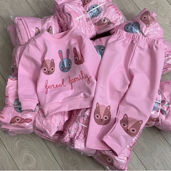Bộ nỉ da cá thỏ hồng (size 12/18m-5/6y)