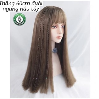 Tóc giả siêu cấp yuri tran dáng tóc thẳng đuôi ngang dài 65cm , màu nâu tây tôn da