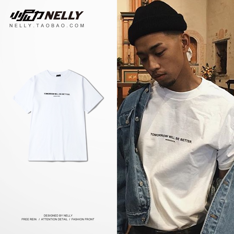 NELLY Áo Thun Cotton Tay Ngắn Dáng Rộng Thời Trang Unisex Dành Cho Nam Và Nữ 0973