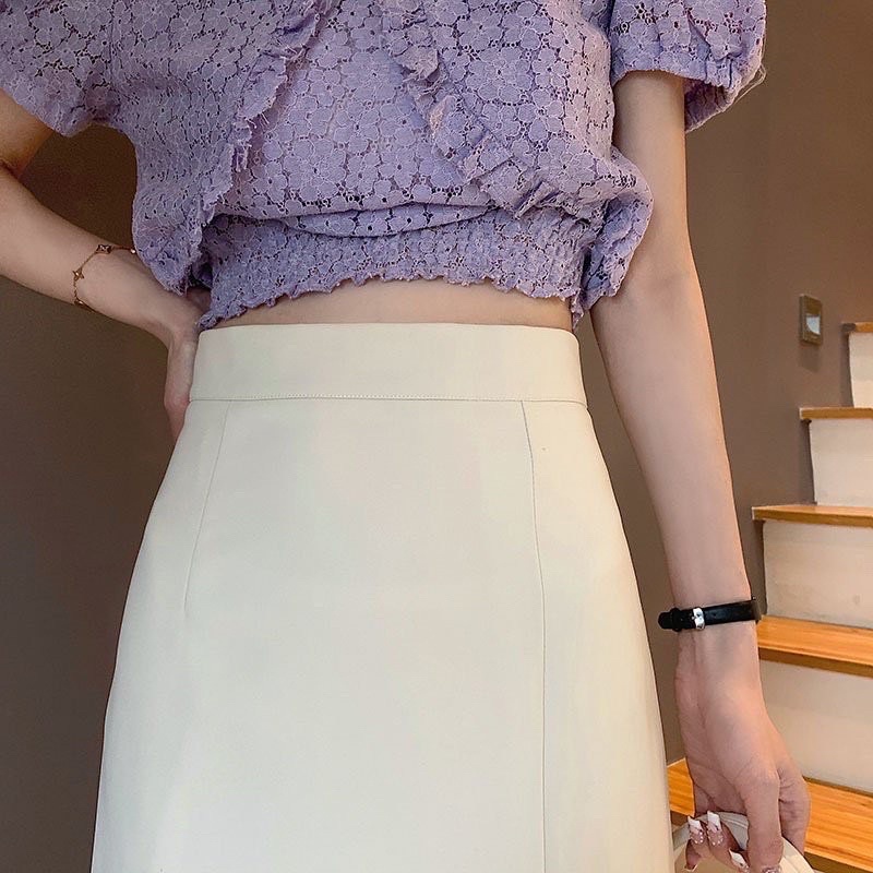 Chân váy dáng dài Ulzzang_chân váy xẻ trước chữ A siêu hót