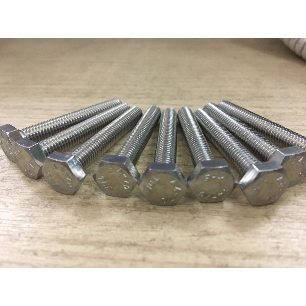 bulong inox 304 m10x20;30;40;50;60;70;80;100;120;150 1 bịch = 10con chưa có tán