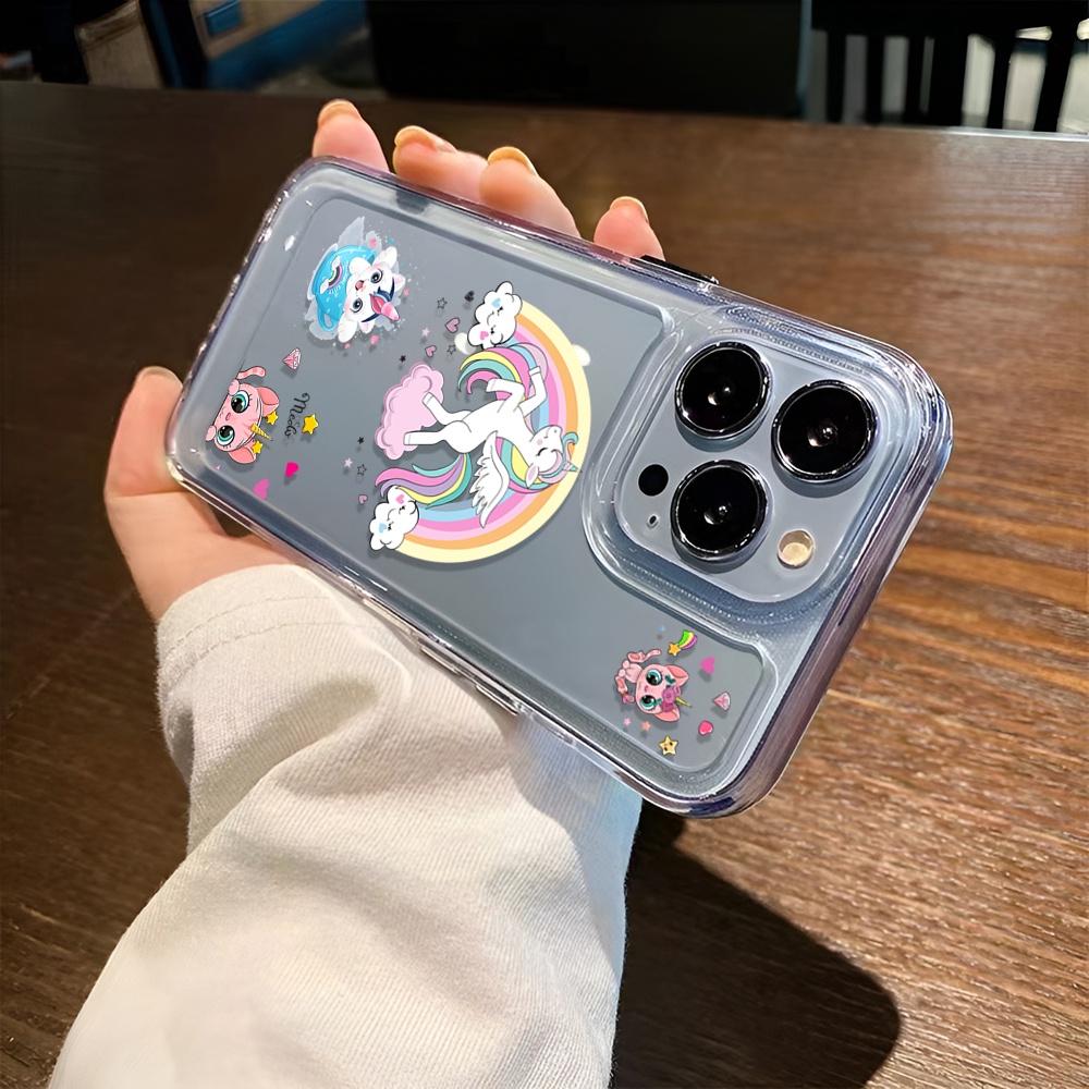 Ốp Điện Thoại Trong Suốt In Hình Kỳ Lân Cầu Vồng Cho iphone 14ProMax 14Plus 13 11 12 7Plus X XR XS Max 8 7