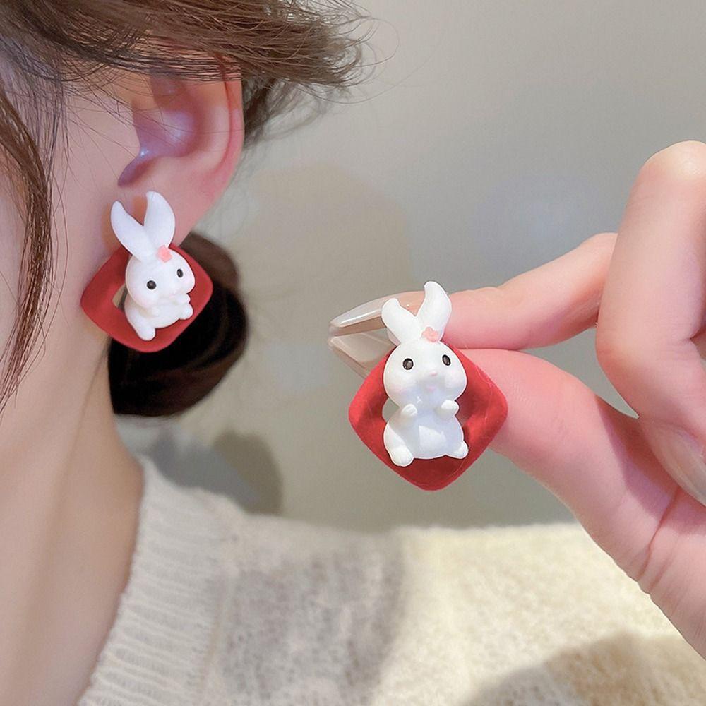 Khuyên Tai Tua Rua Hình Thỏ Cà Rốt / Mèo Dễ Thương Phong Cách Hàn Quốc Cho Nữ