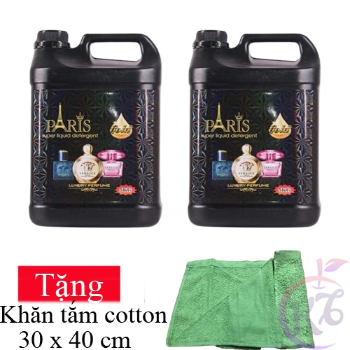 Combo 2 chai Nước giặt quần áo Paris can 5 lít hương nước hoa Pháp 9in1 thơm lâu bền vải (Đen) Tặng 1 khăn tắm cotton