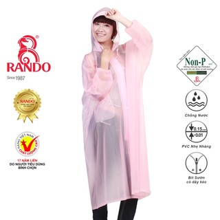 Áo Mưa Dây Kéo Trong Màu, RANDO Chính Hãng, 1 Người Mặc Bít Sườn, Nhẹ Nhàng, Thời Trang, Đi Mưa Bền Bỉ Không Thấm Nước