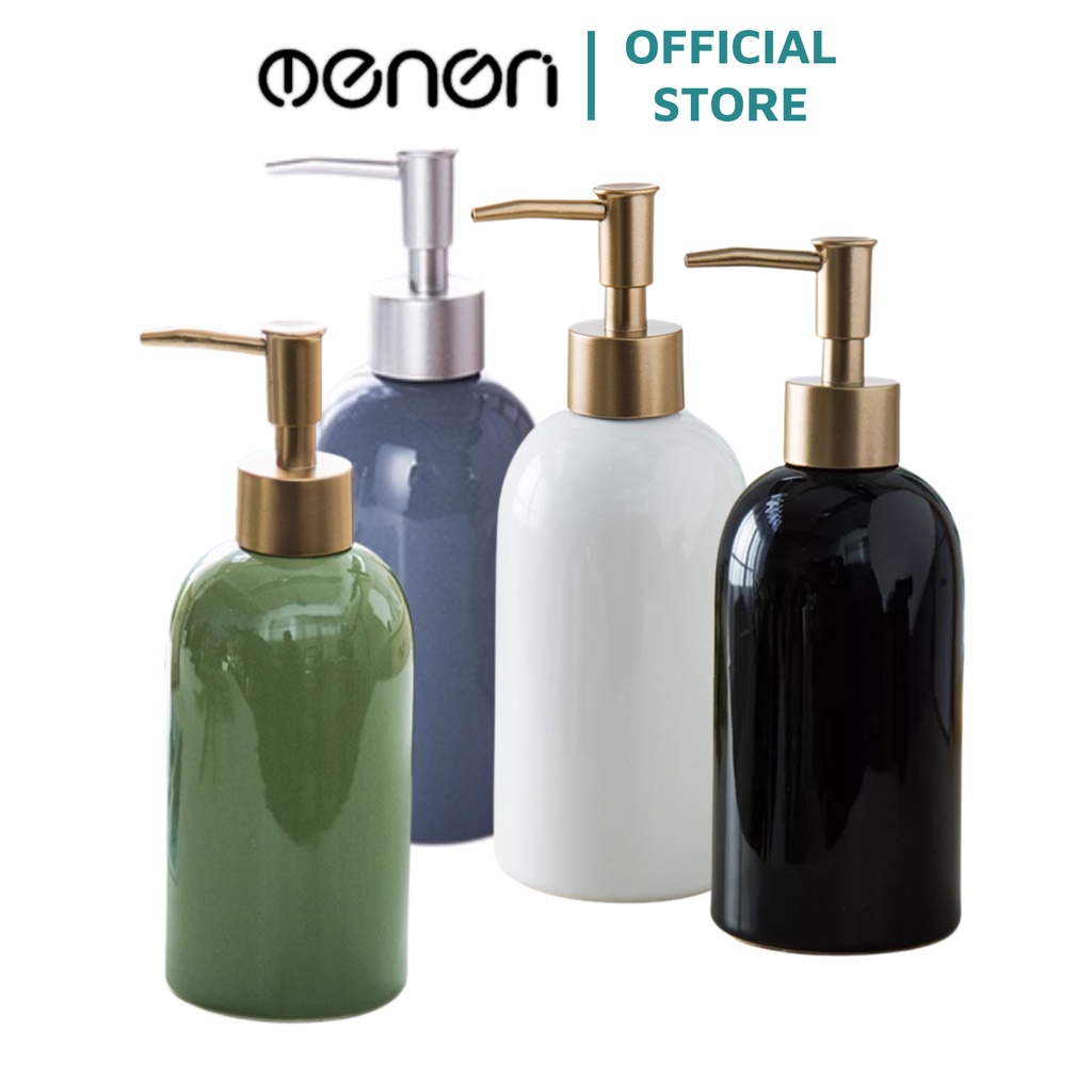 Bình Sứ Dầu Gội Đựng Sữa Tắm Nước Rửa Tay OENEN Có Vòi Nhấn 420ml Trong Khách Sạn Chất Liệu Gốm Sứ Cao Cấp Oenon