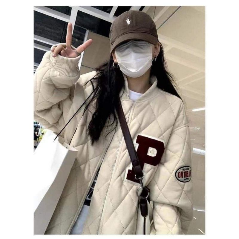 Áo khoác bomber nữ ,áo phao trần trám chữ p