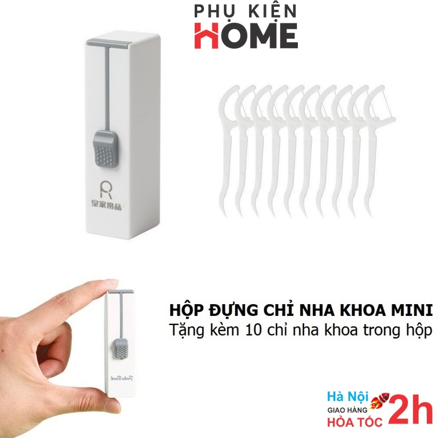 Hộp Nhựa Mini Đựng Tăm Chỉ Nha Khoa, Chống Nước, Bụi, Kèm 10 Tăm Chỉ Cá Nhân, Bỏ Túi Mang Theo Du Lịch. PhuKienHome 7036