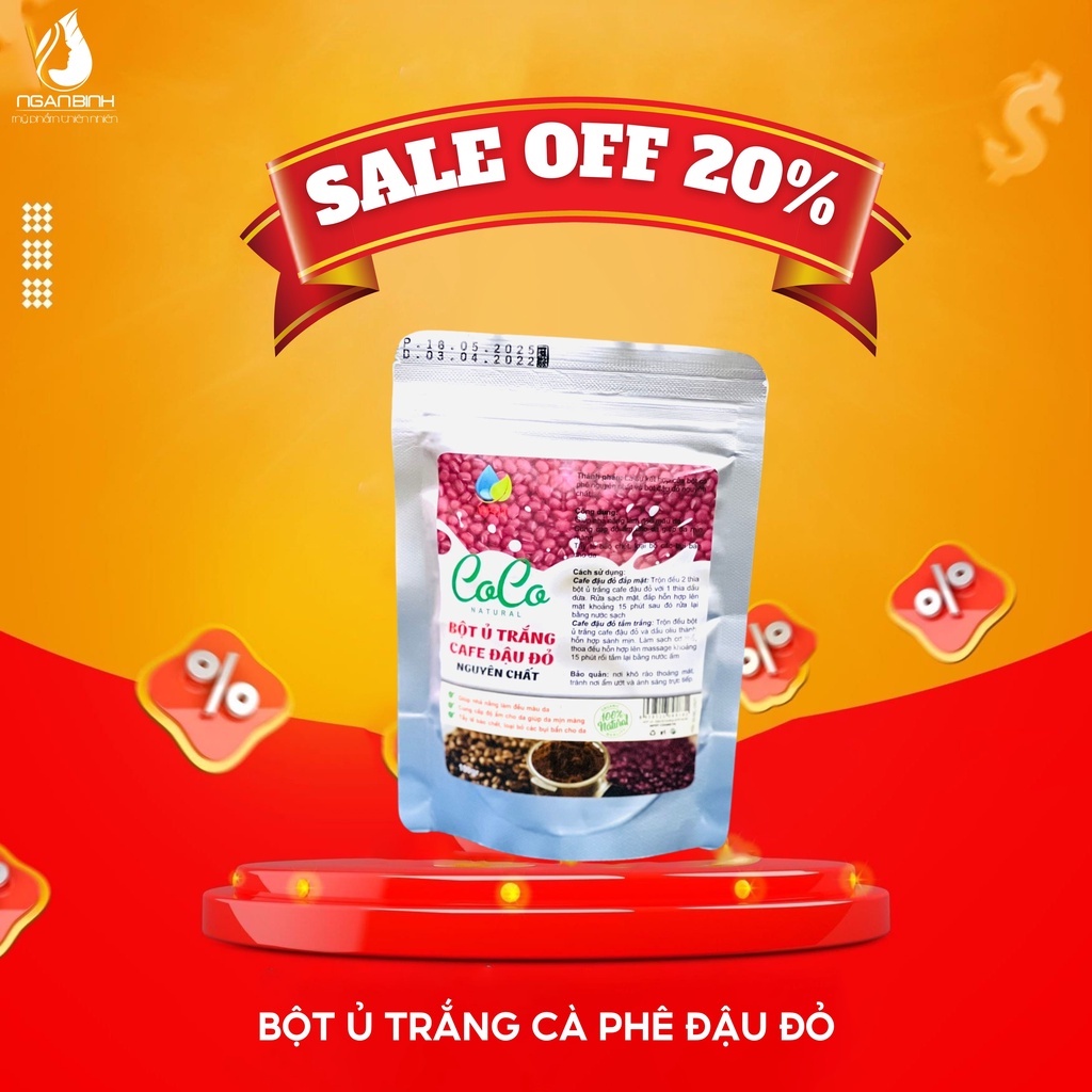 Bột Ủ Trắng Cafe Đậu Đỏ Giúp Cho Da Mịn Màng Trắng Sáng Mờ Thâm Giảm Mụn