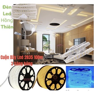 Đèn led dây 3 hàng bóng 2835 cuộn 100m tặng kèm nguồn