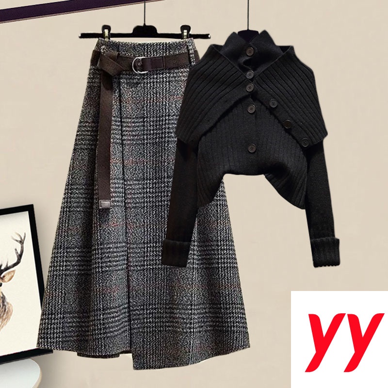 Plus Bộ Áo Sweater Phối Chân Váy Kiểu Phương Tây Thời Trang Mùa Thu 2022 Cho Nữ