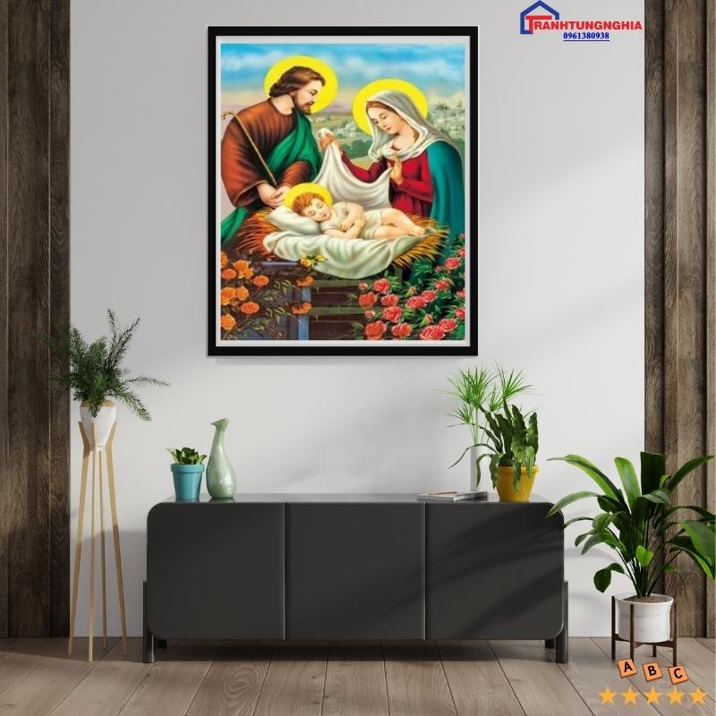 Tranh thêu chữ thập gia đình thánh gia 45cm x 64cm