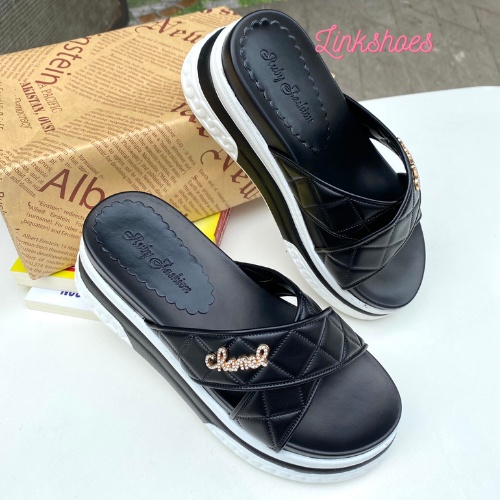 Dép nữ đế xuồng, dép bánh mì cao cấp quai chéo Màu đen trắng GV09