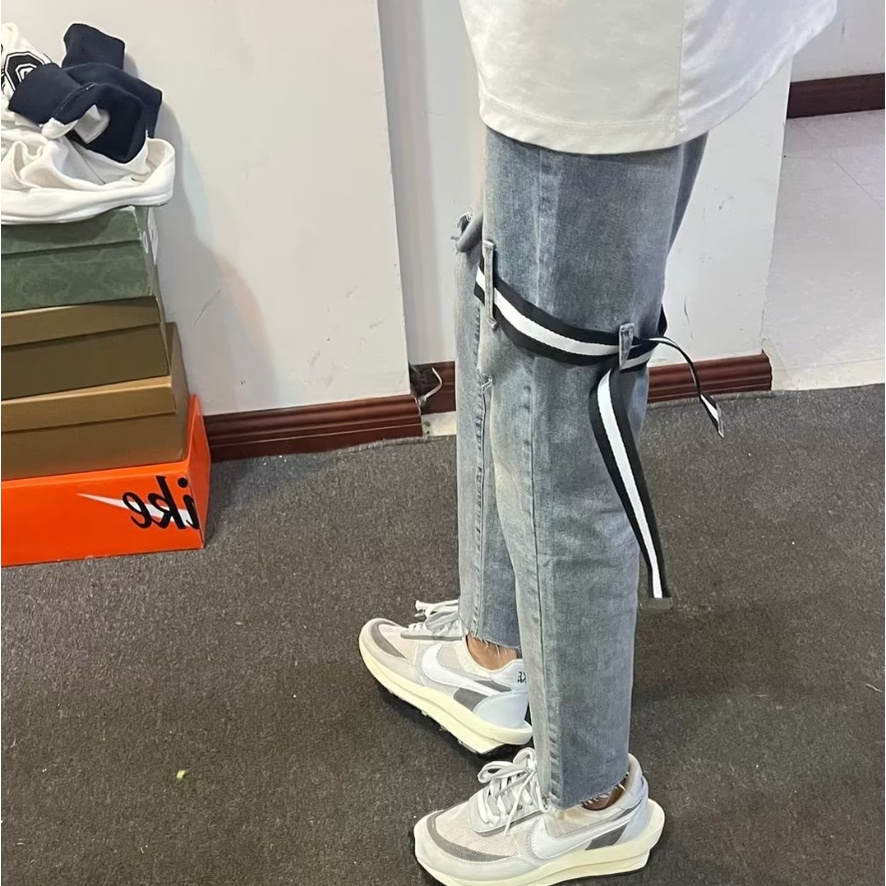 Quần Jeans Dài Rách Gối Thời Trang Dành Cho Cả Nam Và Nữ