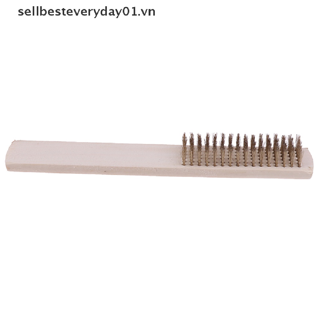 Chổi Sợi Đồng Cán Gỗ 208mm Dùng Vệ Sinh Kim Loại Tiện Dụng