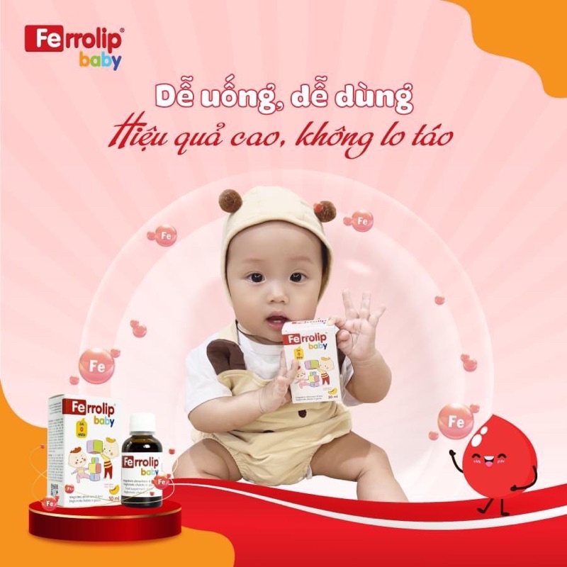 ✔️️️ Sắt Siro Ferrolip Baby Vị Đào Thơm Ngon Cho Bé , bổ sung sắt hữu cơ cho bé