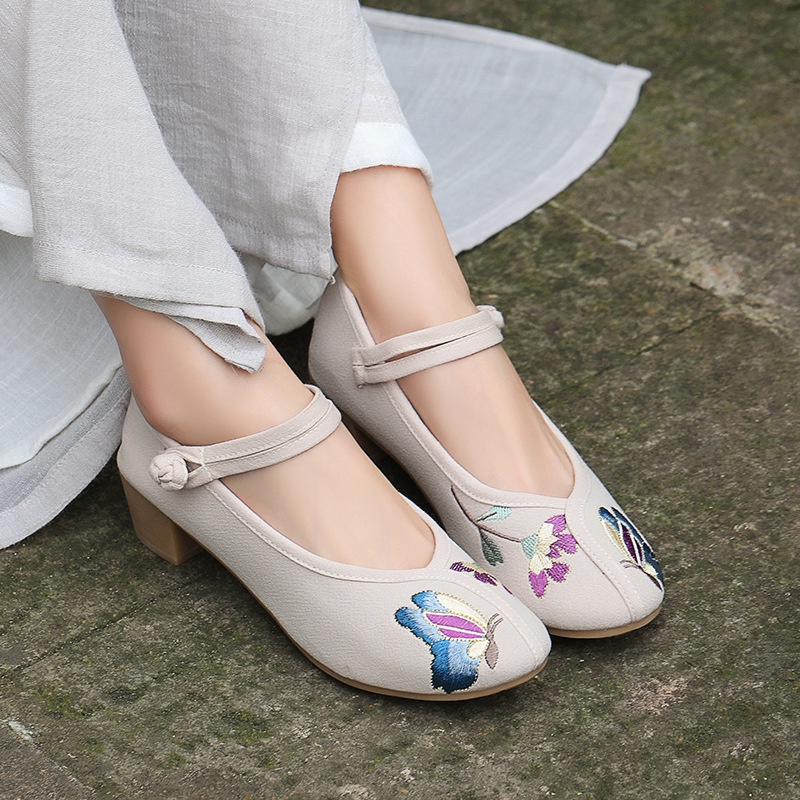 [Palace Concubine Thêu Giày 2] Palace Concubine Lixiu Old Bắc Kinh Giày Vải Giữa Đế Mềm Thoải Mái Gi