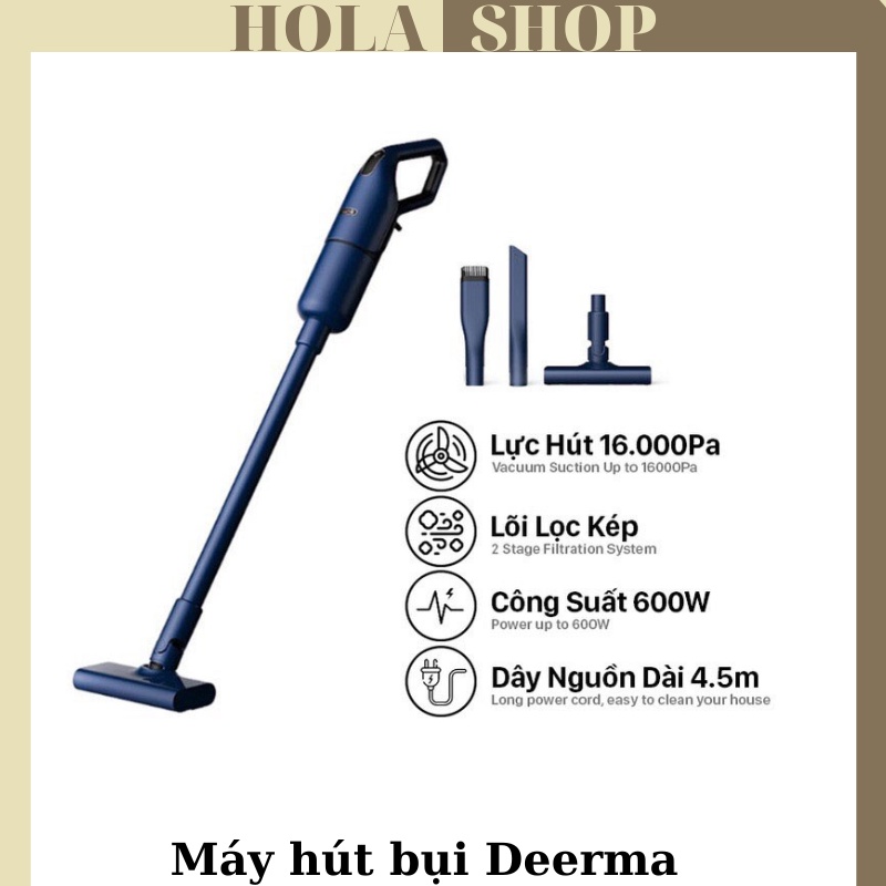 Máy hút bụi Deerma DX 1000 , Máy hút bụi gia đình cầm tay có dây -  Lực Hút 16000Pa 600W Hệ thống lọc 3 lớp