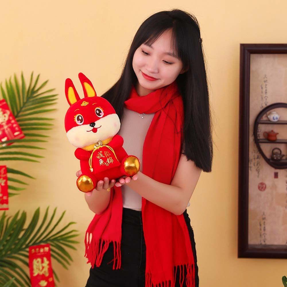 Thỏ Nhồi Bông Mềm Mại Phong Cách Trung Hoa Trang Trí Nhà Cửa